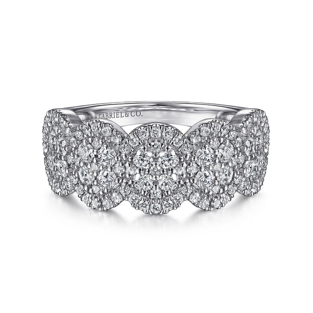 Gabriel & Co., White Gold Diamond Oval Station Ring