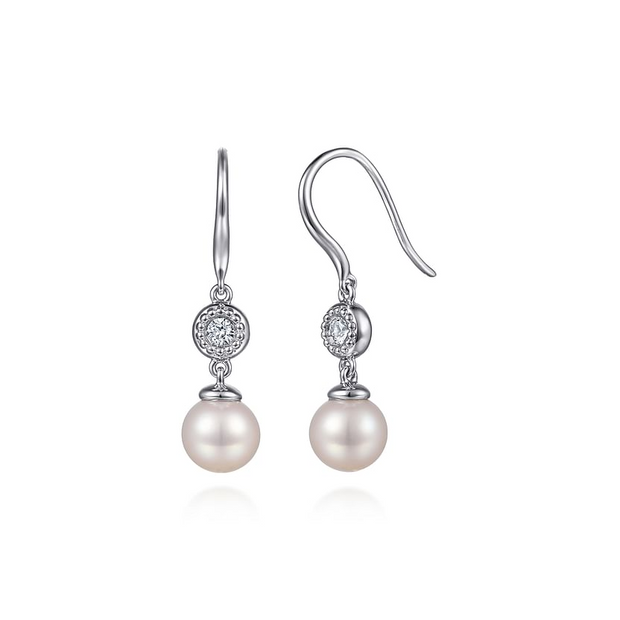 Gabriel & Co. Silver Bujikan Pearl Drop Earrings