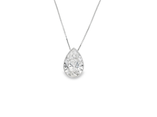 14K White Gold Pear Shape Lab Grown Diamond Pendant - 1.98ct