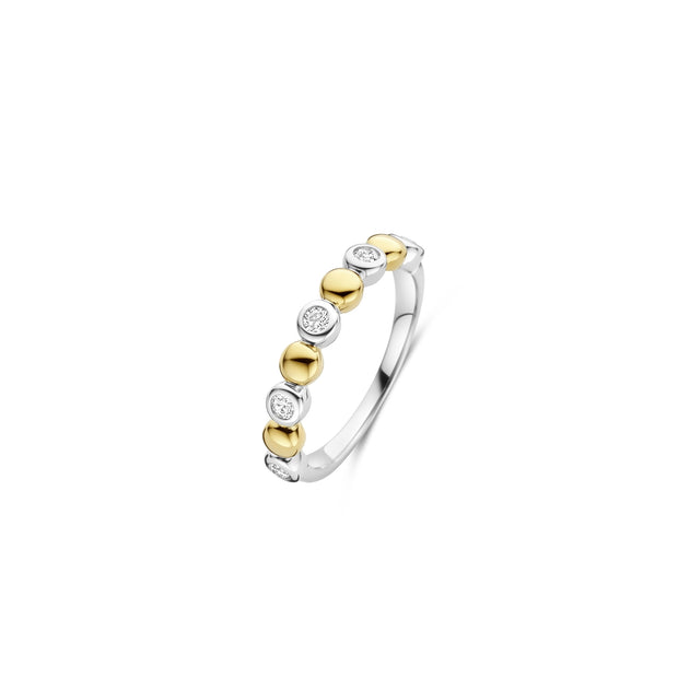 Ti Sento Silver and Yellow Stackable Ring