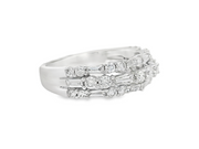 14K White Gold Baguette and Round Diamond Ring