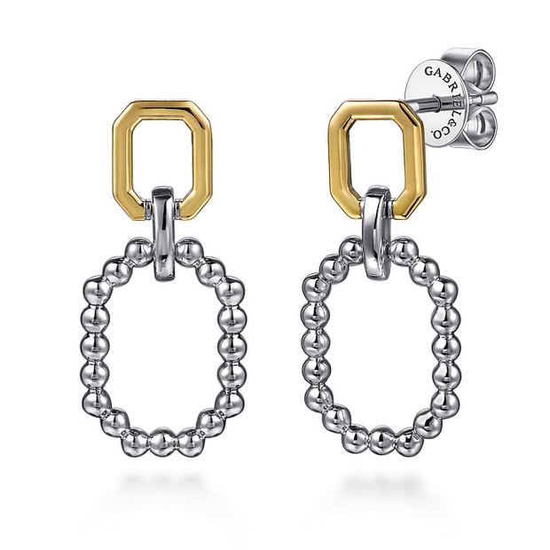 Gabriel & Co. Silver and Yellow Gold Drop Earrings