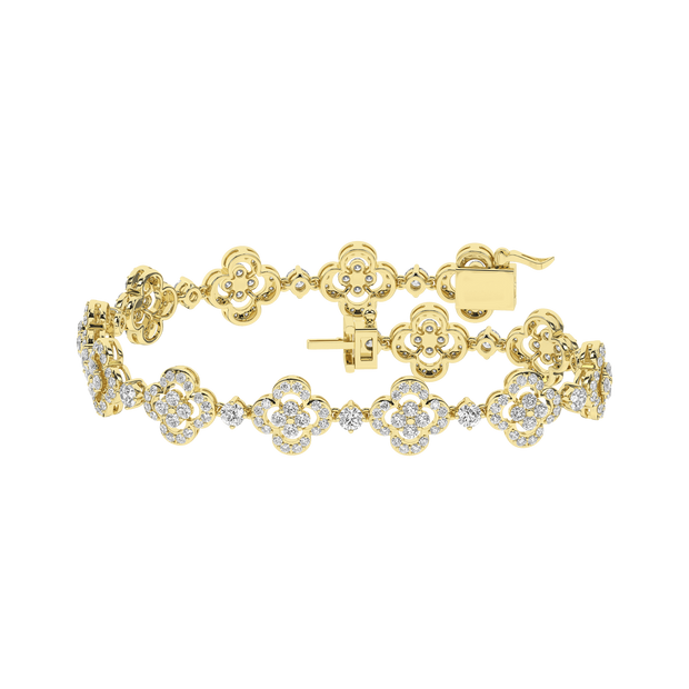 14K Yellow Gold Laboratory Grown Diamond Clover Leaf Bracelet