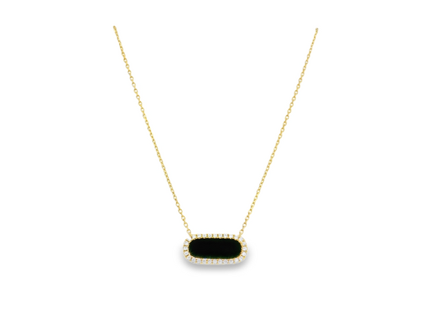 14K Onyx & Diamond Necklace