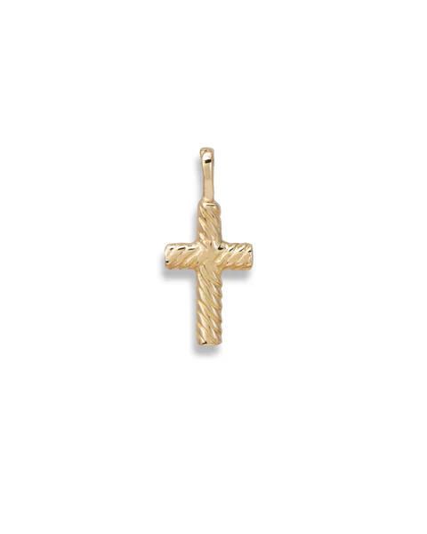 Yellow Gold Solid Baby Rope Cross