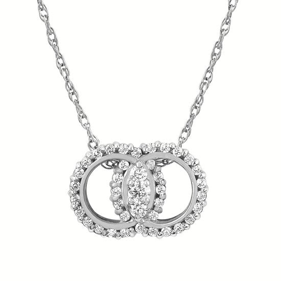 White Gold Diamond Marriage Symbol Pendant Necklace