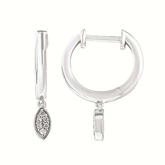 Silver Hoop Earrings with Diamonds
