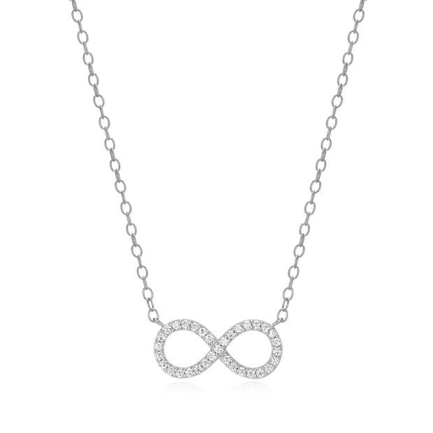 Monte Luna Silver Lab Created  Diamond Infinity Pendant Necklace