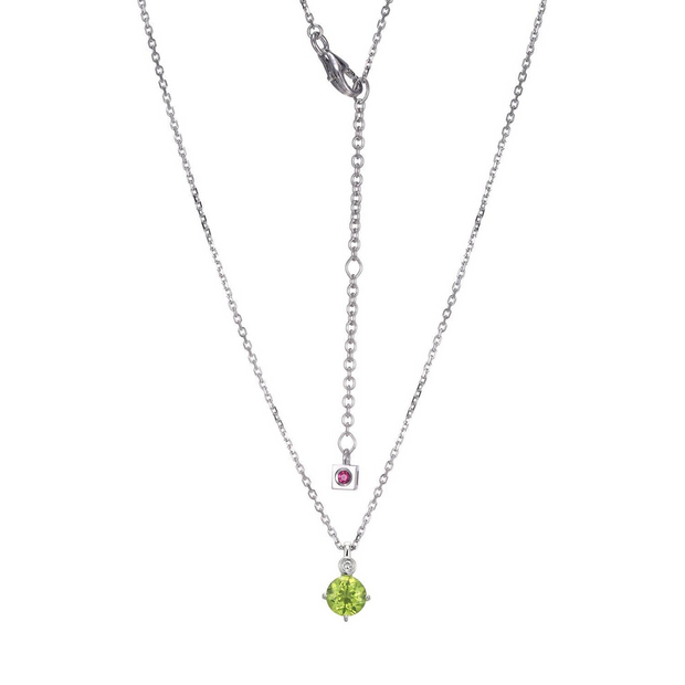 Elle Silver Created Opal and Diamond Birthstone Pendant Necklace- August