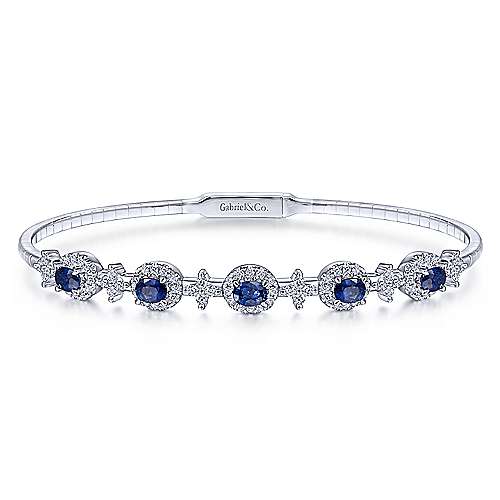 Gabriel & Co., White Gold  Sapphire & Diamond Bangle