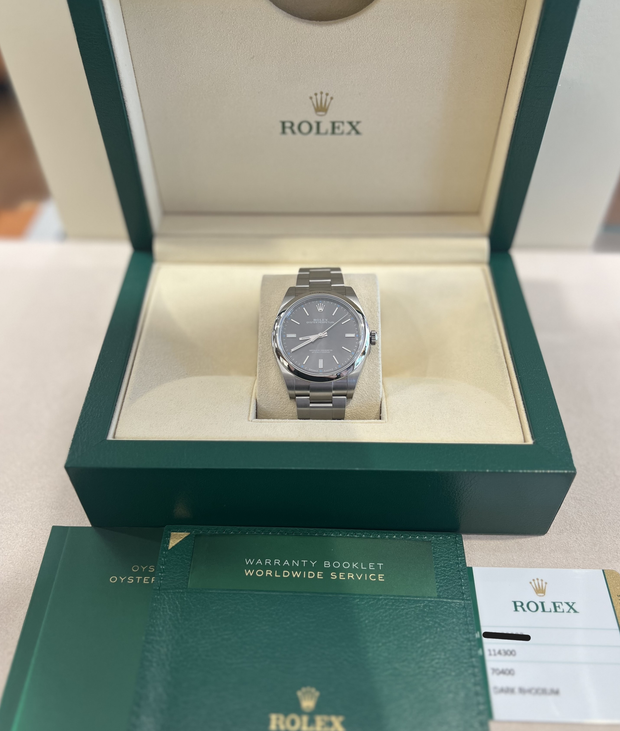 Rolex 114300 Dark Rhodium Oyster Perpetual