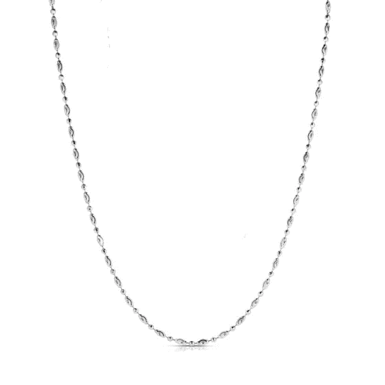 Silver Moon Cut Oval Bead Chain