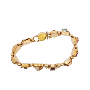 Vintage Multi-Gemstone Charm Link Bracelet