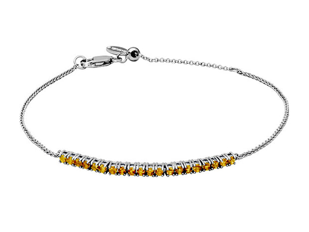 Silver Adjustable Citrine Bracelet