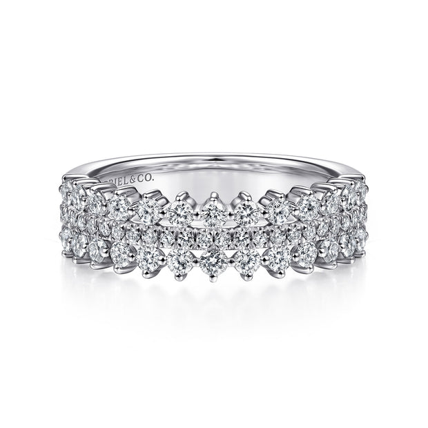 Gabriel & Co. Three Row Diamond Band