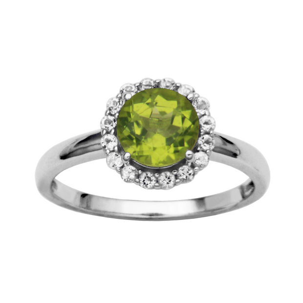 Silver Birthstone Ring- Peridot