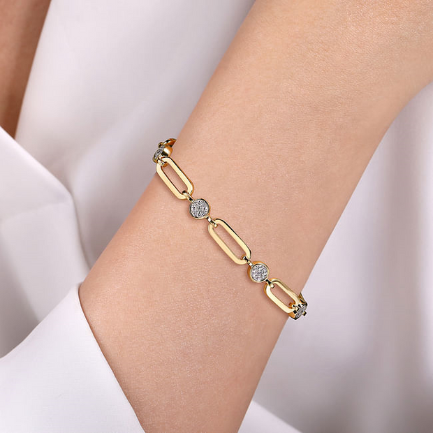 Gabriel & Co, Yellow Paperclip and Diamond Station Bracelet