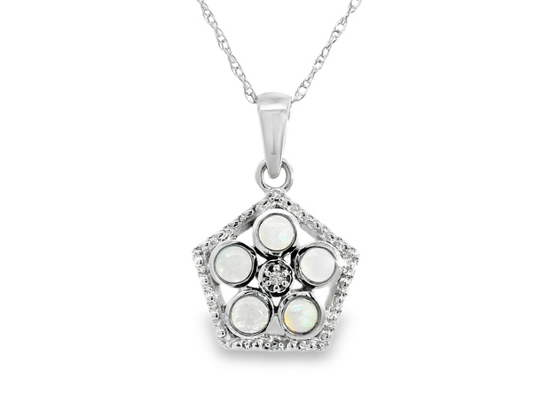 14K white Gold Ethiopian Opal Pendant