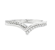 14K White Gold Curved Diamond Wedding Band