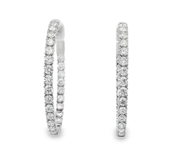 14K White Gold Diamond Hoops-1.95ctw