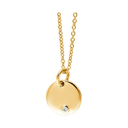 10K Yellow Gold Diamond Disc Pendant - 10mm