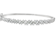 14K White Gold Diamond Bangle Bracelet - 2.18ctw