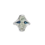 Platinum Diamond & Sapphire Art Deco Ring