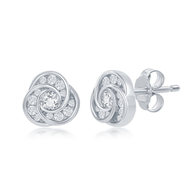 Silver CZ Love Knot Earrings