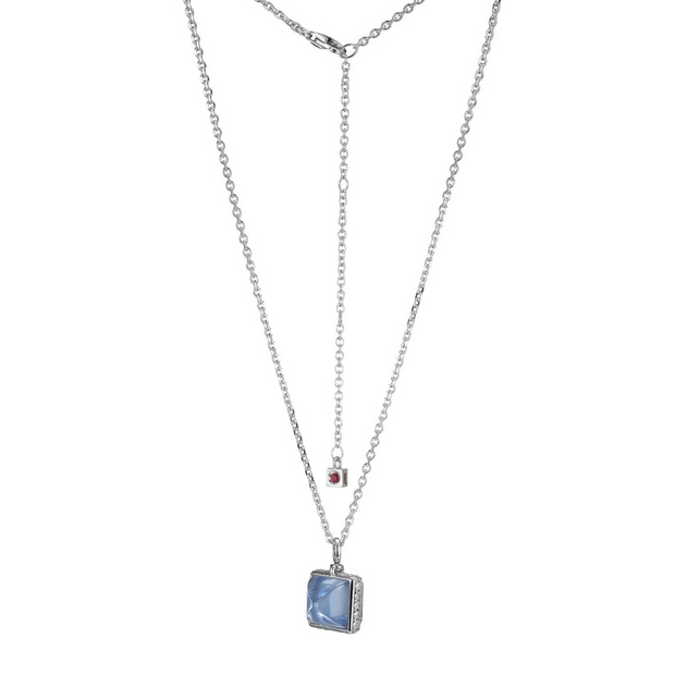 Elle Silver Created Blue Quartz Pendant Necklace