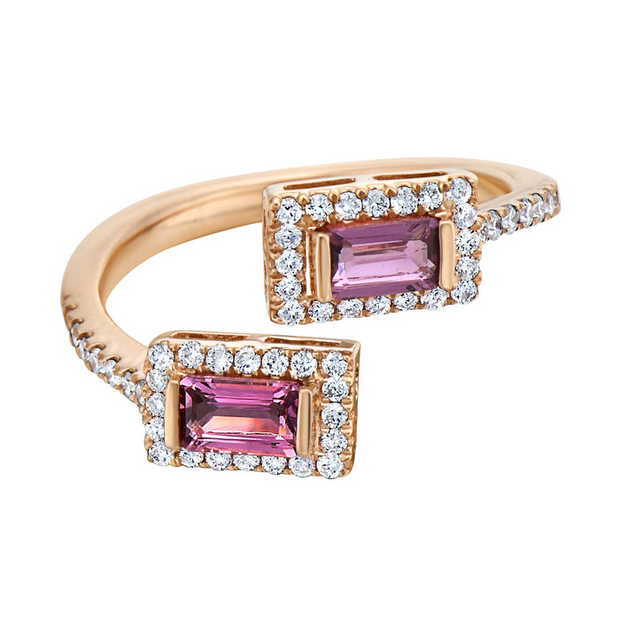 Rose Gold Diamond and Pink Tourmaline Ring