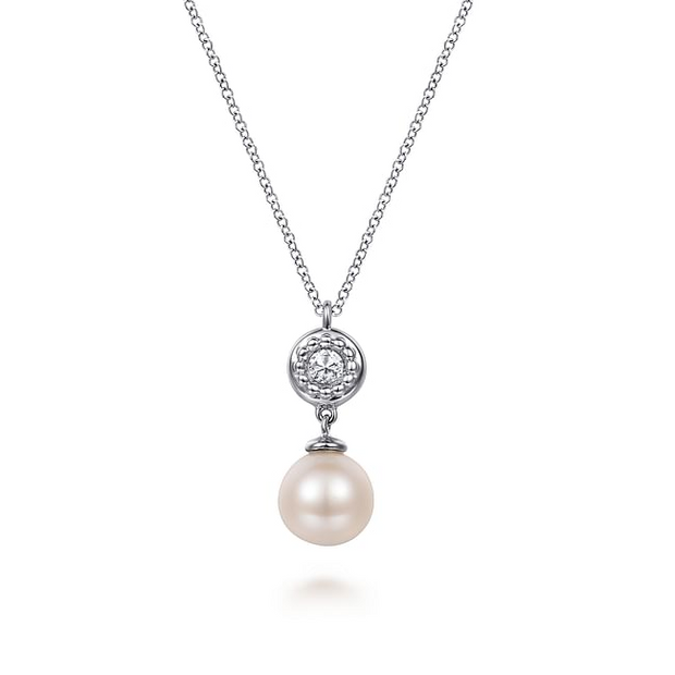 Gabriel & Co. Silver Bujukan Pearl Pendant Necklace