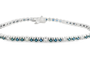 14K White Gold Blue Sapphire & Diamond Bracelet