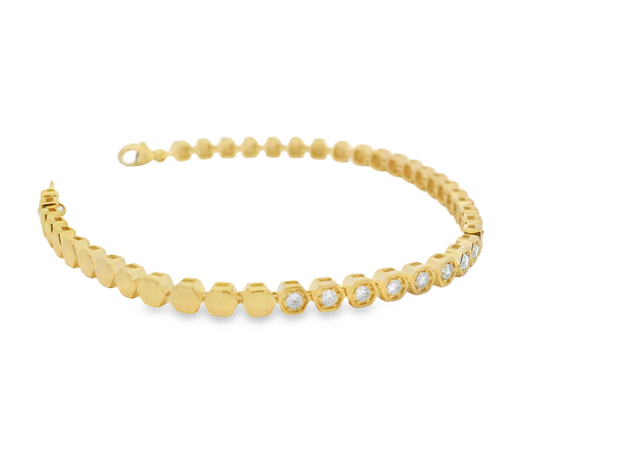 14K Yellow Gold Diamond Honeycomb Bracelet