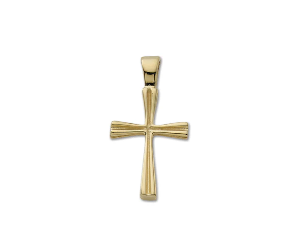 Yellow Gold Small Four Sided Groove  Cross