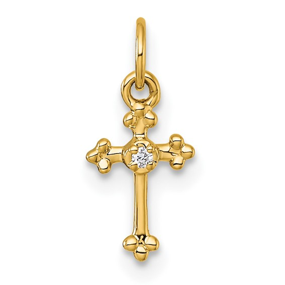 Yellow Gold Baby Cross with Diamond