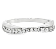 14K White Gold Slightly Curved Diamond Wedding Band