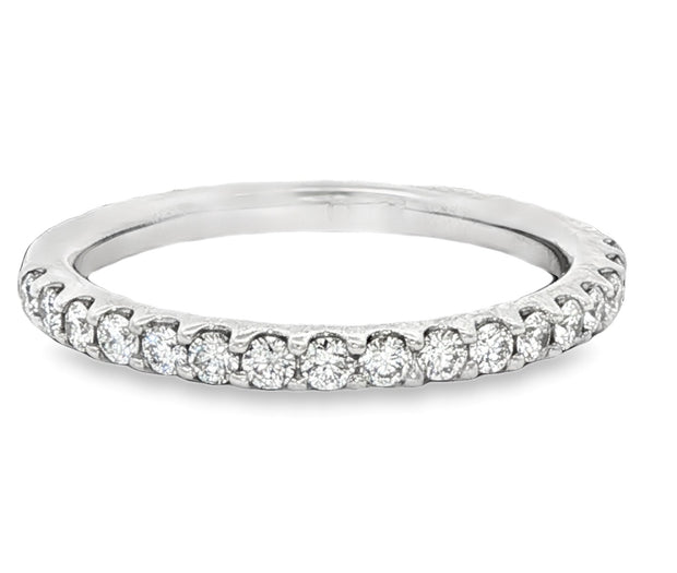 14K White Gold Diamond Wedding Band - 1/2 Way