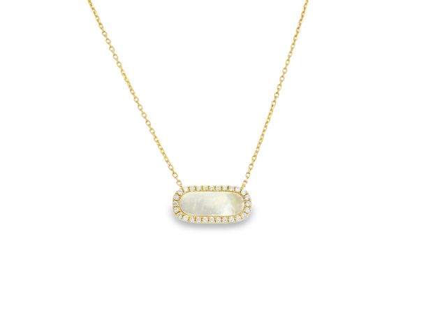 14K Mother of pearl & Diamond Necklace
