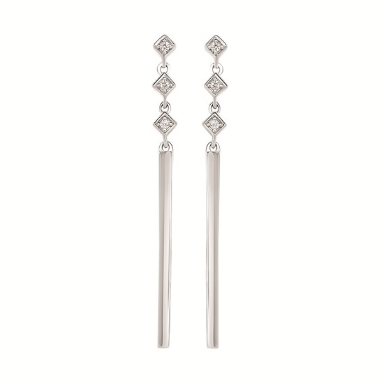 Silver Dangle Earrings with Diamonds