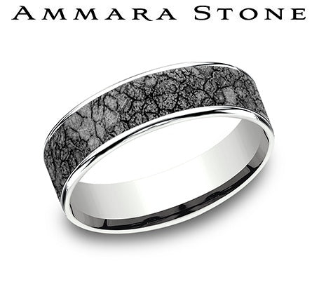 Ammara Stone 14K White Gold and Tantalum Center Band