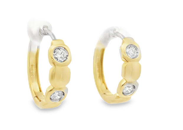 14K Yellow Gold Diamond Hoop Earrings - .29ctw