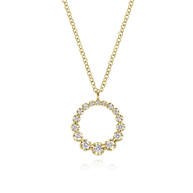 Gabriel & Co. Yellow Diamond Circle Pendant Necklace