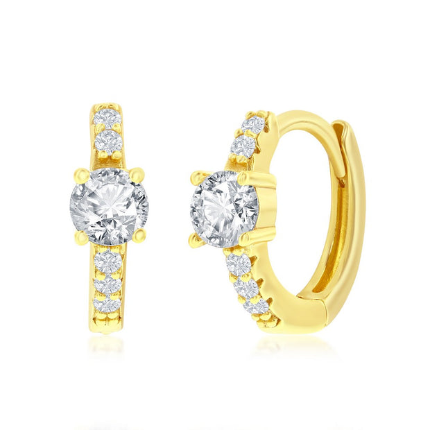 Yellow  CZ Huggie Hoop Earrings