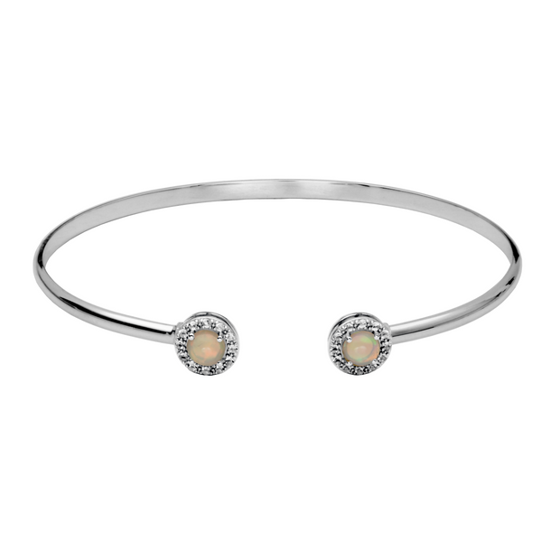 Silver Birthstone Cuff Bracelet- Ethiopian Opal