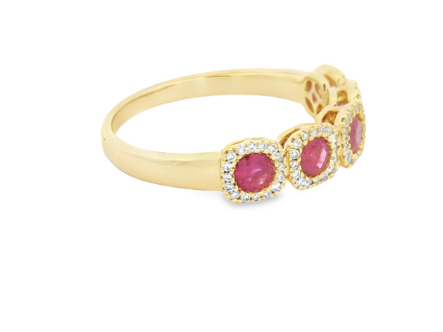 14K Yellow Gold Ruby and Diamond Ring