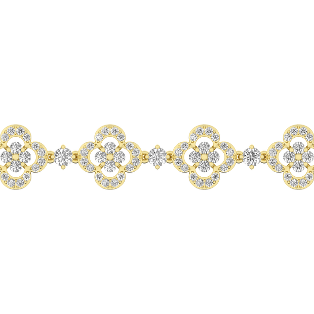 14K Yellow Gold Laboratory Grown Diamond Clover Leaf Bracelet