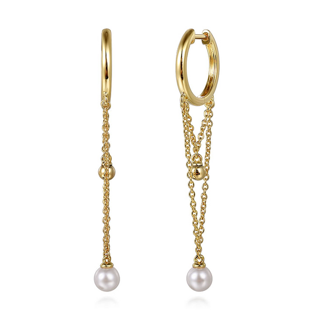 Gabriel & Co Yellow bujukand and Pearl Earrings