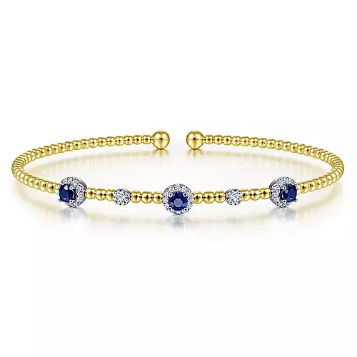 Gabriel & Co. Yellow-White Sapphire and Diamond Bujukan Cuff Bracelet