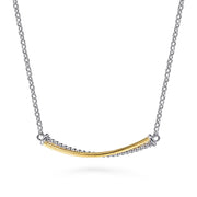 Gabriel & Co. Sterling Silver & 14K Yellow Gold Bujukan Criss Cross Bar Necklace