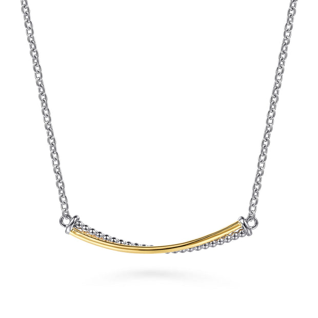 Gabriel & Co. Sterling Silver & 14K Yellow Gold Bujukan Criss Cross Bar Necklace